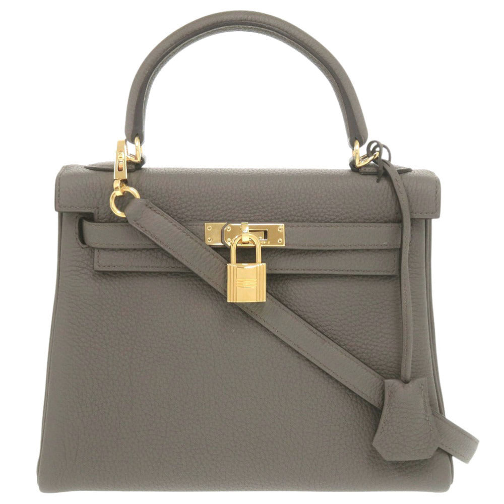 新品同様 エルメス ケリー25 内縫い トゴ エタン ゴールド金具 Y刻印(2020年製) ハンドバッグ 0340【中古】HERMES