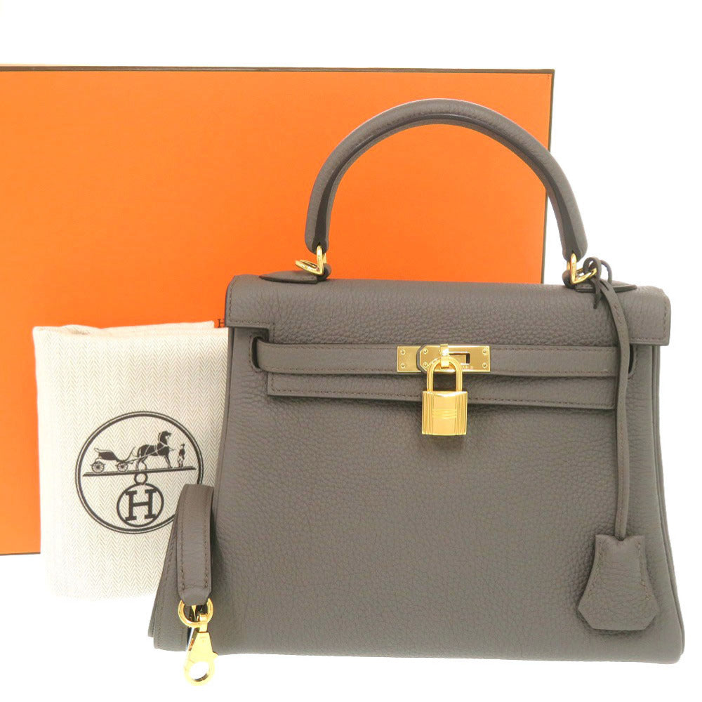 新品同様 エルメス ケリー25 内縫い トゴ エタン ゴールド金具 Y刻印(2020年製) ハンドバッグ 0340【中古】HERMES