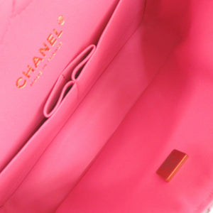 新品同様 シャネル マトラッセ25 ダブルフラップ ツイード ピンク ゴールド金具 ショルダーバッグ 0345【中古】CHANEL