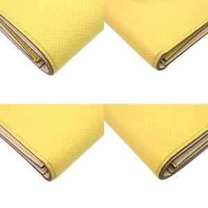 美品 エルメス ベアンコンビネ H082983CK ヴォーエプソン ジョーヌブッサン Z刻印(2021年製) 三つ折り財布 黄 0361【中古】HERMES