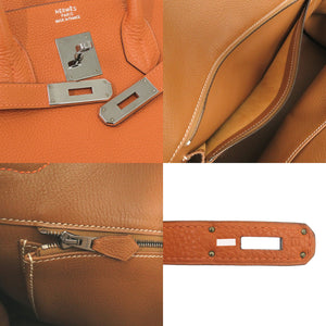 美品 エルメス バーキン35 トゴ オレンジ ゴールド バイカラー ルテニウム金具 □I刻印 ハンドバッグ 0367【中古】HERMES