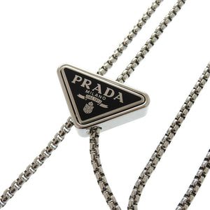 新品同様 プラダ チェーンショルダー クリスタル レザー ブラック シルバー金具 黒 カードケース 0389【中古】PRADA