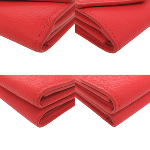 新品同様 ルイ ヴィトン ポルトフォイユ ロックミニ M67860 レザー レッド 三つ折り財布 赤 LV 0393【中古】LOUIS VUITTON