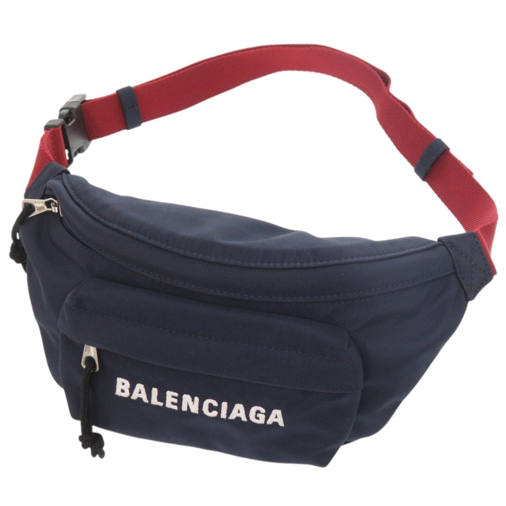 美品 バレンシアガ WHEEL 569978 ナイロン ネイビー ウエストバッグ 0439【中古】BALENCIAGA
