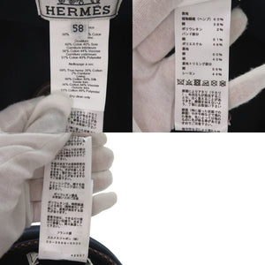 新品同様 エルメス キャスケット セリエ 麻 コットン ポリエステル マリン マロン ネイビー 帽子 0448【中古】HERMES