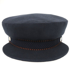 新品同様 エルメス キャスケット セリエ 麻 コットン ポリエステル マリン マロン ネイビー 帽子 0448【中古】HERMES