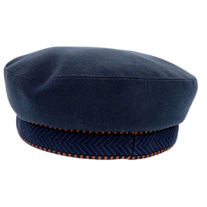 新品同様 エルメス キャスケット セリエ 麻 コットン ポリエステル マリン マロン ネイビー 帽子 0448【中古】HERMES