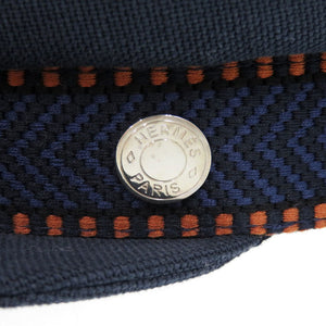 新品同様 エルメス キャスケット セリエ 麻 コットン ポリエステル マリン マロン ネイビー 帽子 0448【中古】HERMES