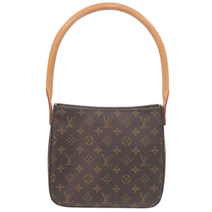 美品 ルイ ヴィトン ルーピングMM モノグラム M51146 モノグラムキャンバス PVCコーティングキャンバスレザー ブラウン LV ショルダーバッグ 0482【中古】LOUIS VUITTON