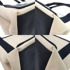 美品 バレンシアガ ネイビーカバスS 339933 4081 C 535269 キャンバス レザー ナチュラル 紺 ハンドバッグ 0516【中古】BALENCIAGA