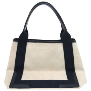 美品 バレンシアガ ネイビーカバスS 339933 4081 C 535269 キャンバス レザー ナチュラル 紺 ハンドバッグ 0516【中古】BALENCIAGA