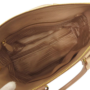 美品 プラダ 2Way ハンドバッグ 1BA063 ゴールド金具 レザー カメオ CAMMEO ベージュ ショルダーバッグ 0518【中古】PRADA
