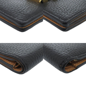 新品同様 ルイ ヴィトン カプシーヌ コンパクト ヴェルティカル M81561 トリヨンレザー ブラック 二つ折り財布 黒 LV 0522【中古】LOUIS VUITTON