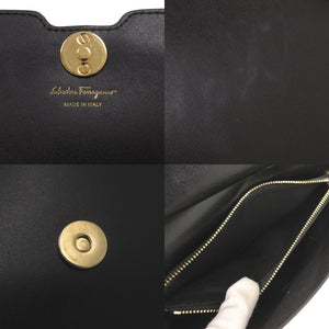 美品 サルヴァトーレフェラガモ ヴァラリボン レザー ブラック ショルダーバッグ 黒 0529【中古】Salvatore Ferragamo