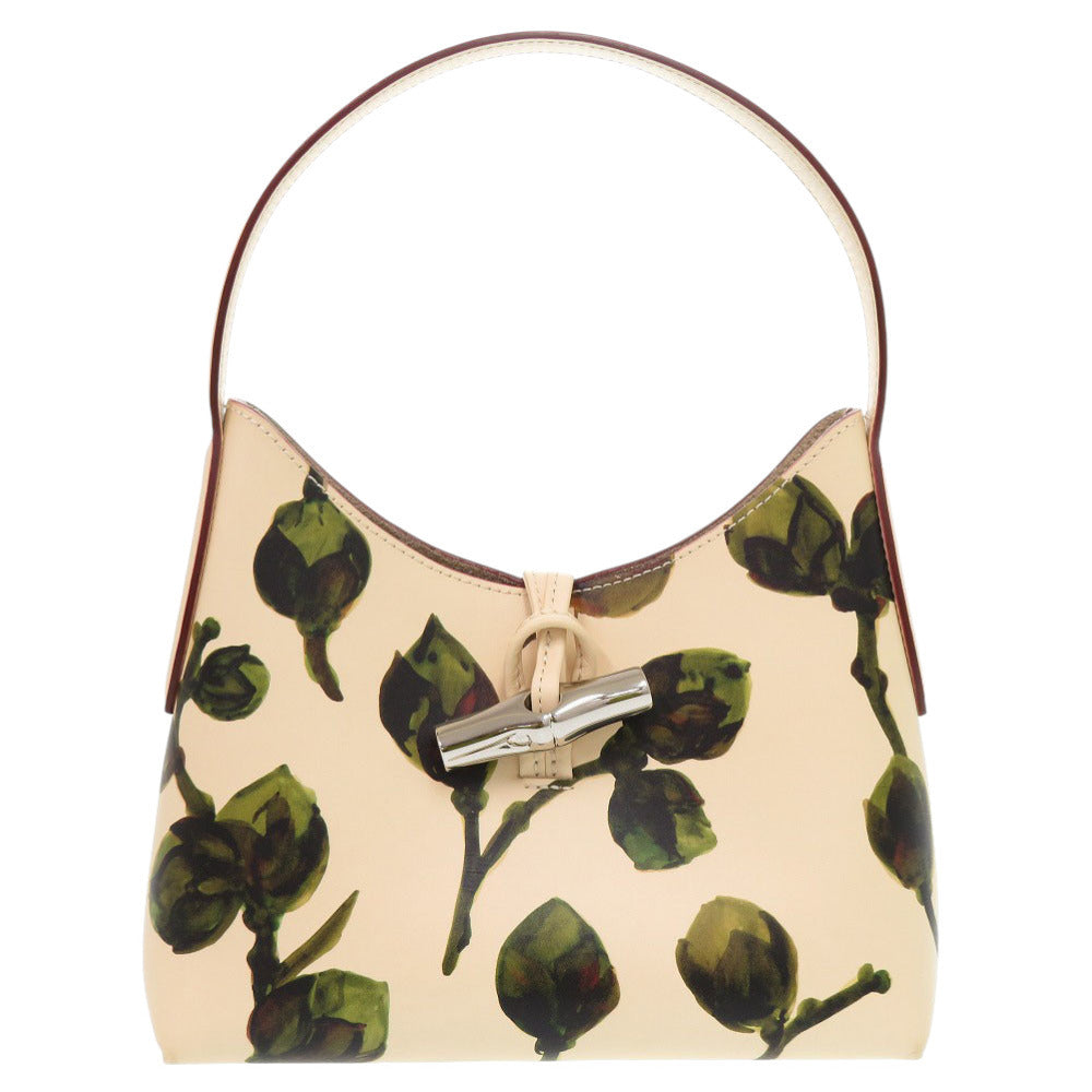 美品 ロンシャン ロゾ ショルダーバッグXS ハンドバッグ レザー クリーム グリーン 0531【中古】Longchamp