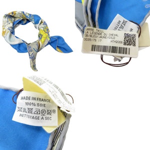 新品同様 エルメス カレ90 翼のある馬の伝説 LA LEGENDE DU CHEVAL A PLUMES ツイル Twill スカーフ シルク BLEU 0532【中古】HERMES