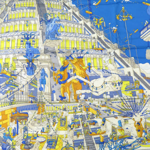 新品同様 エルメス カレ90 翼のある馬の伝説 LA LEGENDE DU CHEVAL A PLUMES ツイル Twill スカーフ シルク BLEU 0532【中古】HERMES