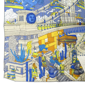 新品同様 エルメス カレ90 翼のある馬の伝説 LA LEGENDE DU CHEVAL A PLUMES ツイル Twill スカーフ シルク BLEU 0532【中古】HERMES