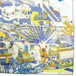 新品同様 エルメス カレ90 翼のある馬の伝説 LA LEGENDE DU CHEVAL A PLUMES ツイル Twill スカーフ シルク BLEU 0532【中古】HERMES