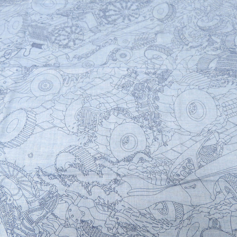 未使用品 エルメス カレH100 LES AS DU VOLANT アス デュ ヴォラン スカーフ カシミヤ シルク グレー 0533【中古】HERMES