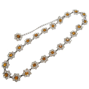 新品同様 ドルチェアンドガッバーナ フラワー チェーン ネックレス メタル ラインストーン オレンジ 0540【中古】DOLCE&GABBANA