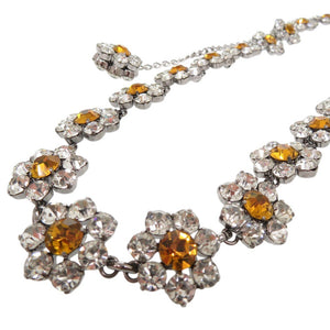 新品同様 ドルチェアンドガッバーナ フラワー チェーン ネックレス メタル ラインストーン オレンジ 0540【中古】DOLCE&GABBANA