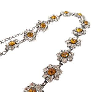 新品同様 ドルチェアンドガッバーナ フラワー チェーン ネックレス メタル ラインストーン オレンジ 0540【中古】DOLCE&GABBANA