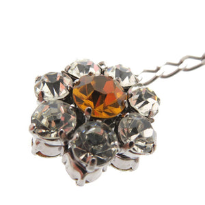 新品同様 ドルチェアンドガッバーナ フラワー チェーン ネックレス メタル ラインストーン オレンジ 0540【中古】DOLCE&GABBANA