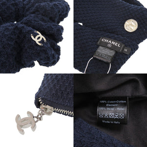 新品同様 シャネル ヘアバンド シュシュ ポーチ 3点セット トラベルセット コットン ネイビー 0541【中古】CHANEL