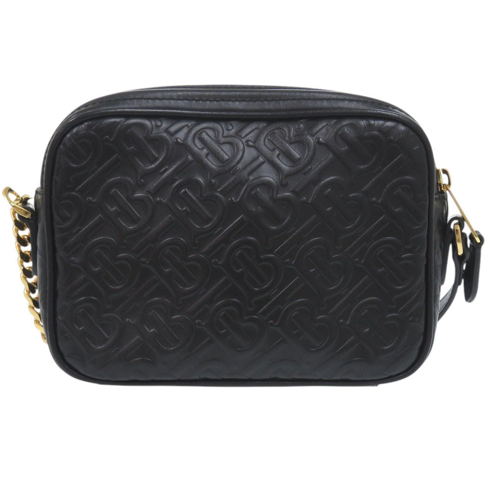 美品 バーバリー カメラバッグ TBモノグラム 8015241 レザー ブラック ショルダーバッグ 黒 0552【中古】BURBERRY