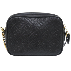 美品 バーバリー カメラバッグ TBモノグラム 8015241 レザー ブラック ショルダーバッグ 黒 0552【中古】BURBERRY