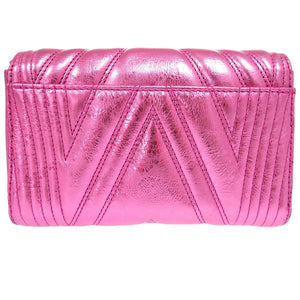 新品同様 エムシーエム カーフ メタリックピンク ゴールド金具 チェーン ショルダーバッグ 0568【中古】MCM