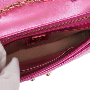 新品同様 エムシーエム カーフ メタリックピンク ゴールド金具 チェーン ショルダーバッグ 0568【中古】MCM