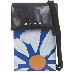 新品同様 マルニ フラワー フォンケース スマホケース ショルダーバッグ TEMI0004A2 スマホアクセサリー PVC ブルー 0569【中古】MARNI