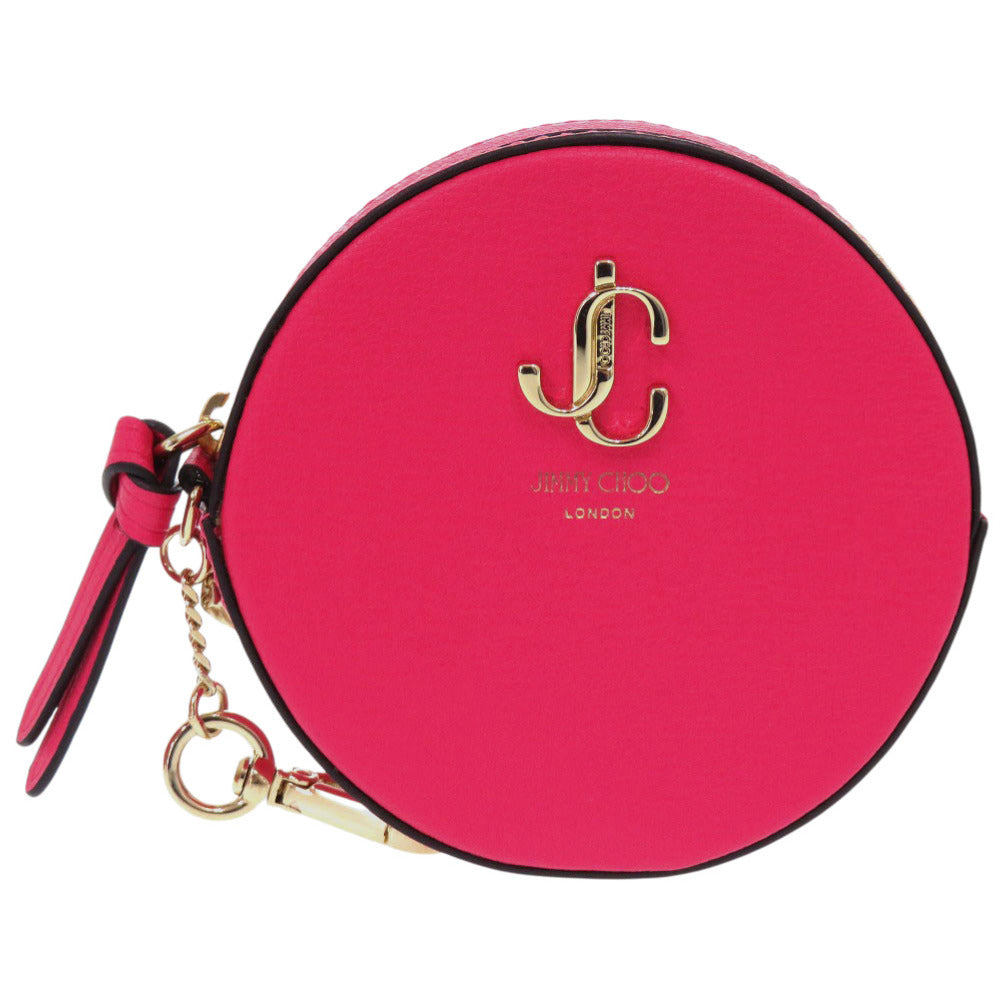 未使用 ジミーチュウ ジェイシー ラウンド コインパース レザー ドラゴン ピンク コインケース 財布 0571【中古】JIMMY CHOO