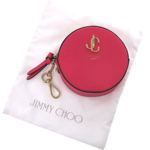 未使用 ジミーチュウ ジェイシー ラウンド コインパース レザー ドラゴン ピンク コインケース 財布 0571【中古】JIMMY CHOO
