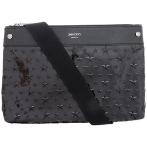 美品 ジミーチュウ スターエンボス KIMI-N パテントレザー レザー ブラック 黒 ショルダーバッグ 0572【中古】JIMMY CHOO