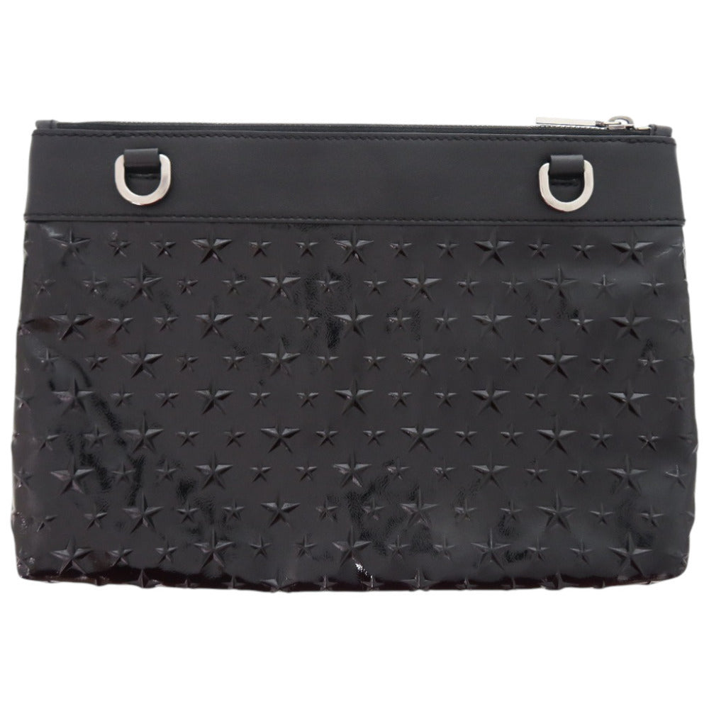美品 ジミーチュウ スターエンボス KIMI-N パテントレザー レザー ブラック 黒 ショルダーバッグ 0572【中古】JIMMY CHOO