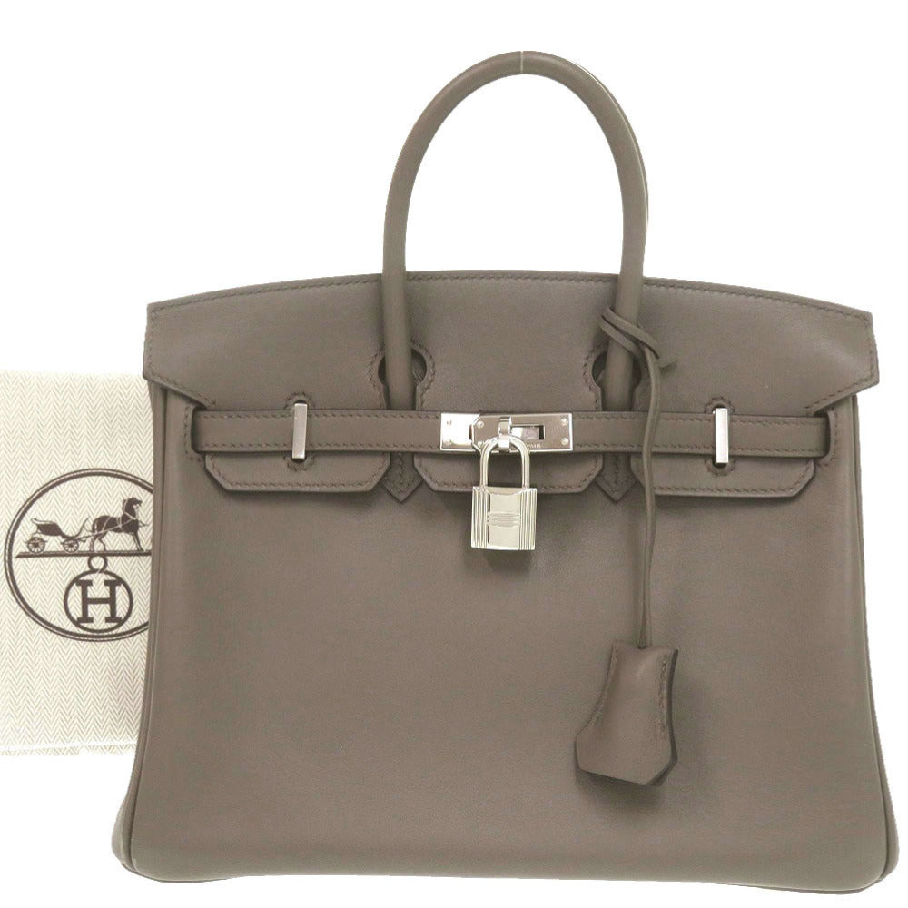 美品 エルメス バーキン25 ヴォースイフト エタン シルバー金具 C刻印(2018年製) ハンドバッグ 0597【中古】HERMES