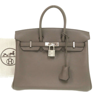 美品 エルメス バーキン25 ヴォースイフト エタン シルバー金具 C刻印(2018年製) ハンドバッグ 0597【中古】HERMES