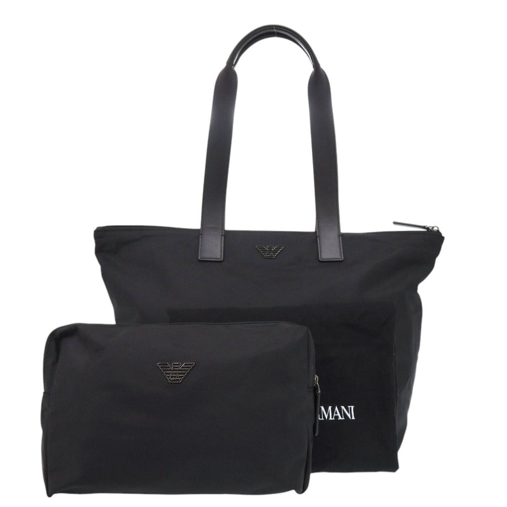 新品同様 エンポリオ アルマーニ ナイロン ブラック トートバッグ 黒 0609【中古】Emporio Armani