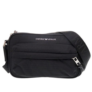 新品同様 エンポリオ アルマーニ イーグルマーク ナイロン ブラック ショルダーバッグ 黒 0610【中古】Emporio Armani