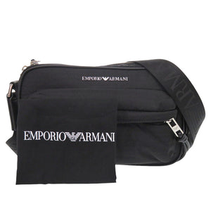 新品同様 エンポリオ アルマーニ イーグルマーク ナイロン ブラック ショルダーバッグ 黒 0610【中古】Emporio Armani