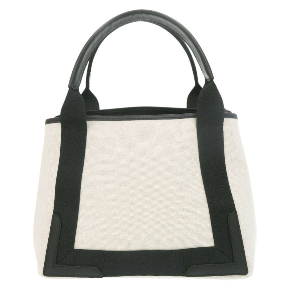 美品 バレンシアガ ネイビーカバスS キャンバス レザー ナチュラル ブラック ハンドバッグ 0615【中古】BALENCIAGA