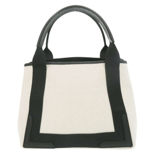 美品 バレンシアガ ネイビーカバスS キャンバス レザー ナチュラル ブラック ハンドバッグ 0615【中古】BALENCIAGA