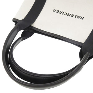 美品 バレンシアガ ネイビーカバスS キャンバス レザー ナチュラル ブラック ハンドバッグ 0615【中古】BALENCIAGA