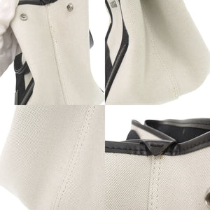 美品 バレンシアガ ネイビーカバスS キャンバス レザー ナチュラル ブラック ハンドバッグ 0615【中古】BALENCIAGA