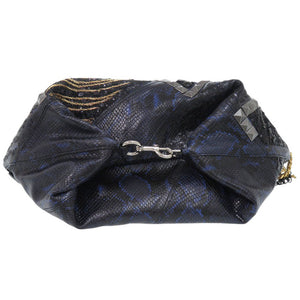 美品 マークジェイコブス ポーチ付 チェーン スタッズ 型押しレザー ブルー トートバッグ 青 0621【中古】MARC JACOBS