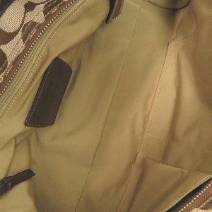美品 コーチ シグネチャー キャンバス/レザー ブラウン ハンドバッグ 茶 0635-2【中古】COACH
