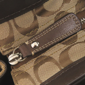 美品 コーチ シグネチャー キャンバス/レザー ブラウン ハンドバッグ 茶 0635-2【中古】COACH
